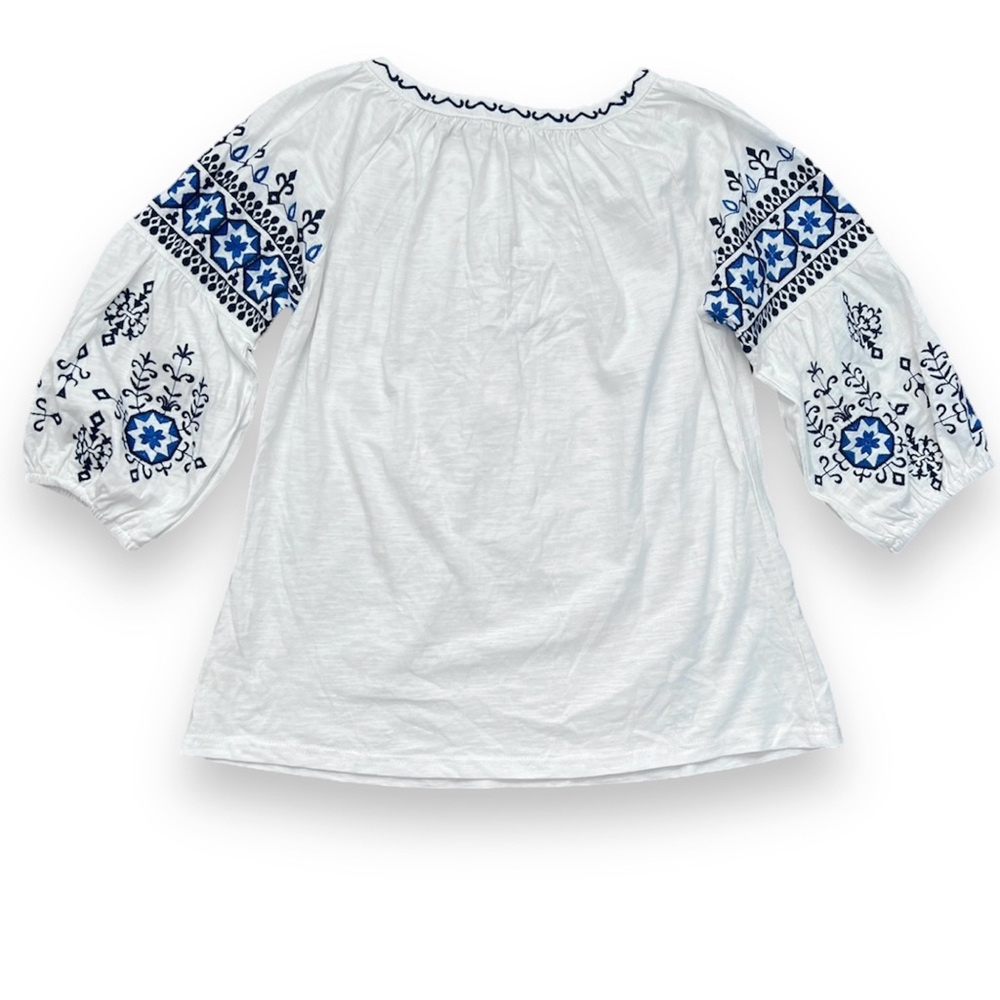 NWT Solitaire Embroidered Boho Peasant Top Medium - Picture 2 of 5